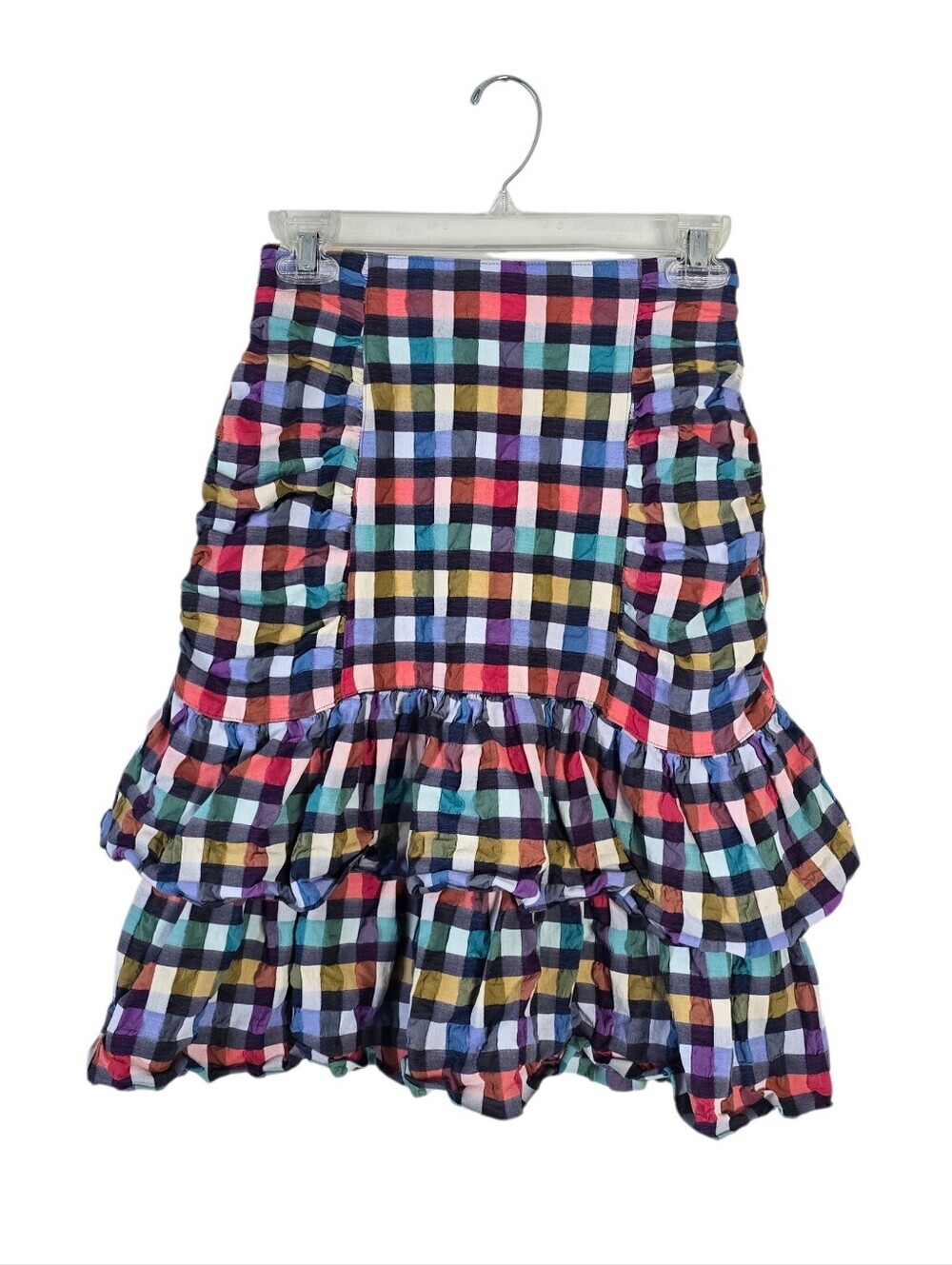 Voice Club of the World Multicolor Check Pattern Ruffled Tiered Mini Skirt 42